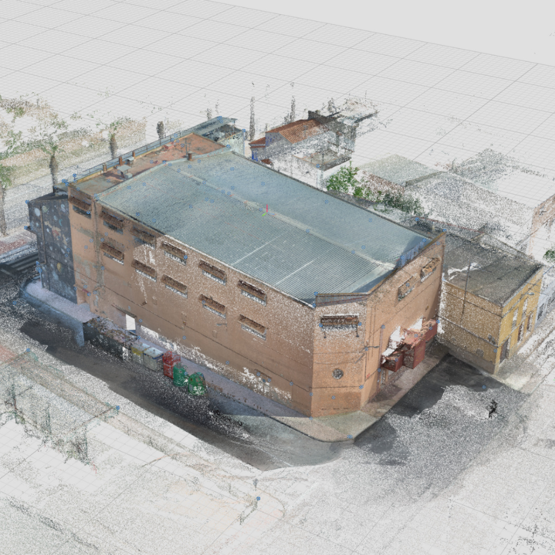 Vistas de procesamiento en Reality Capture y modelo 3D listo para exportación a Revit a partir del levantamiento con CIBERVISTA MARK I (POLE)